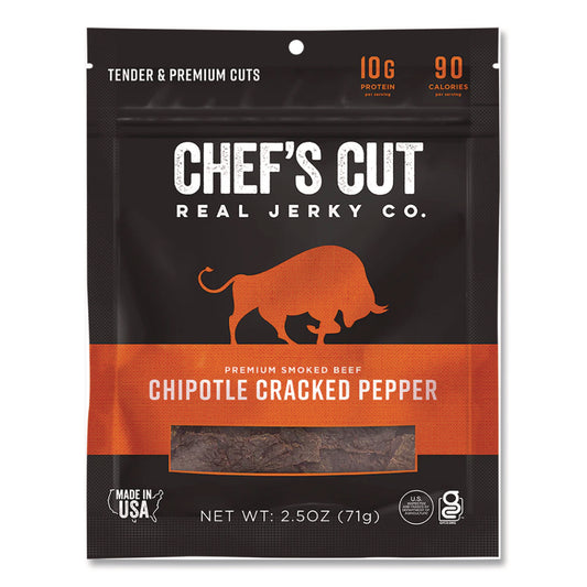 Real Steak Jerky, Chipolte Cracked Pepper, 2.5 Oz Bag