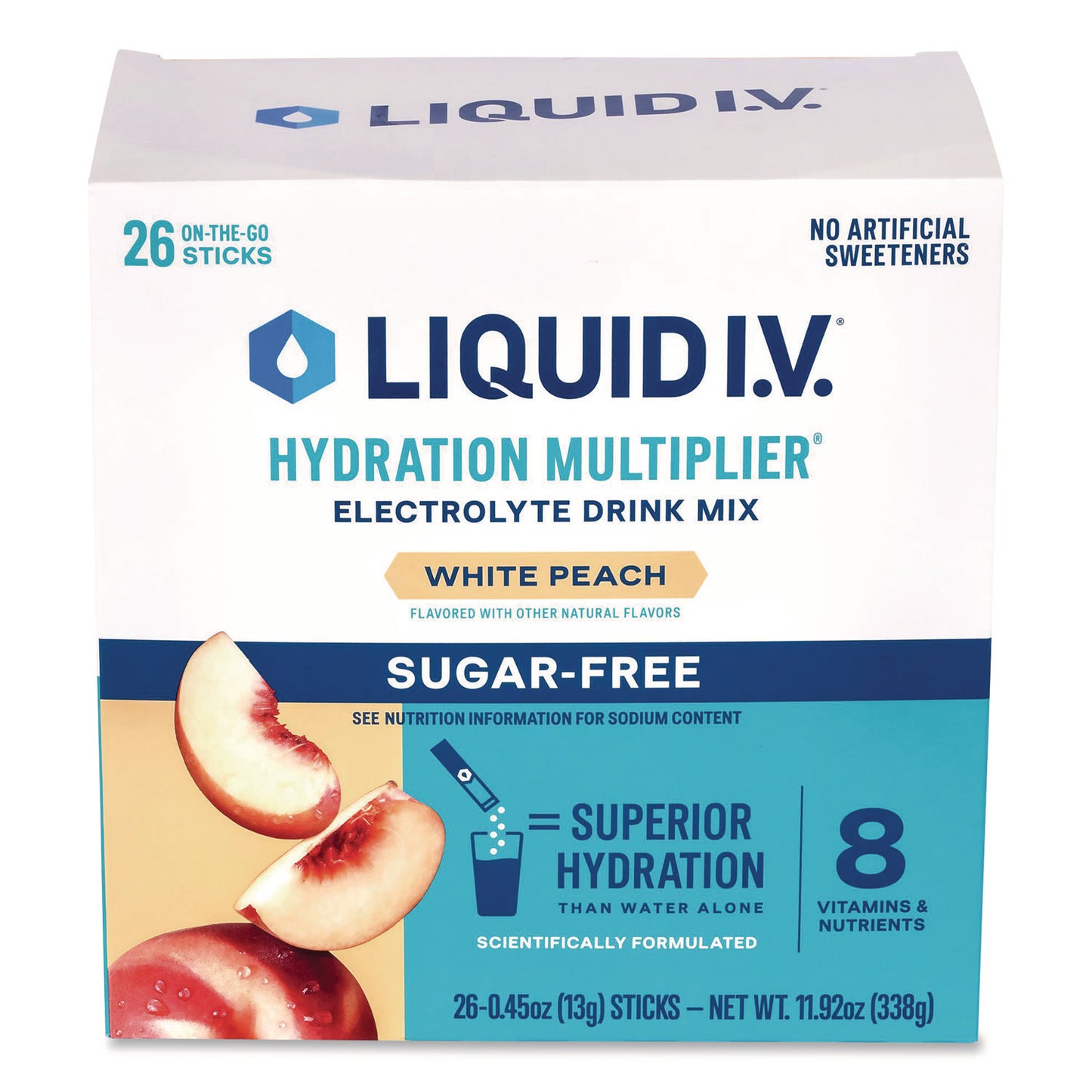 Sugar-Free Hydration Multiplier, White Peach, 26 Packets/Box