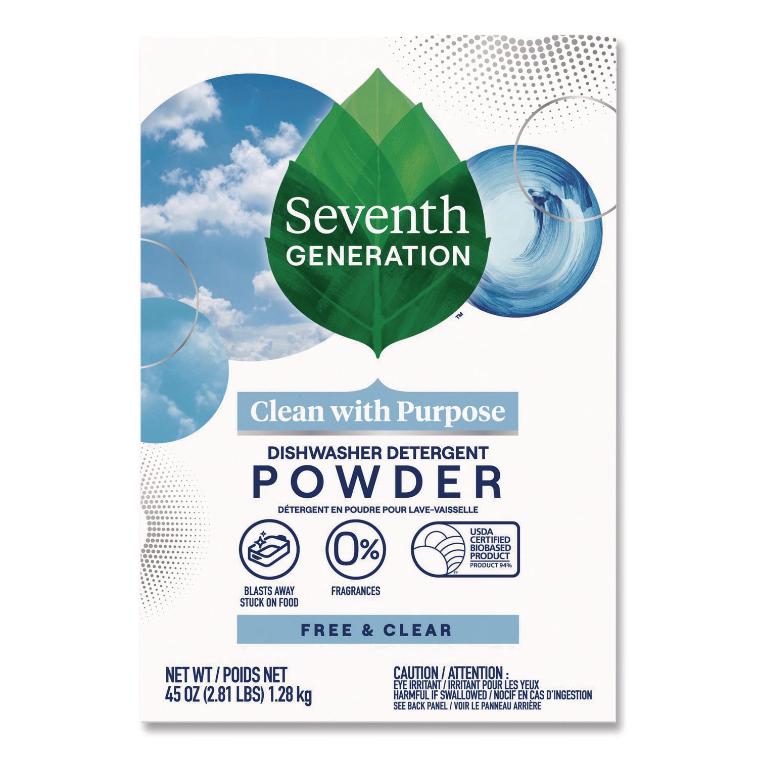 Automatic Dishwasher Powder, Free and Clear/Unscented, 45 oz Box