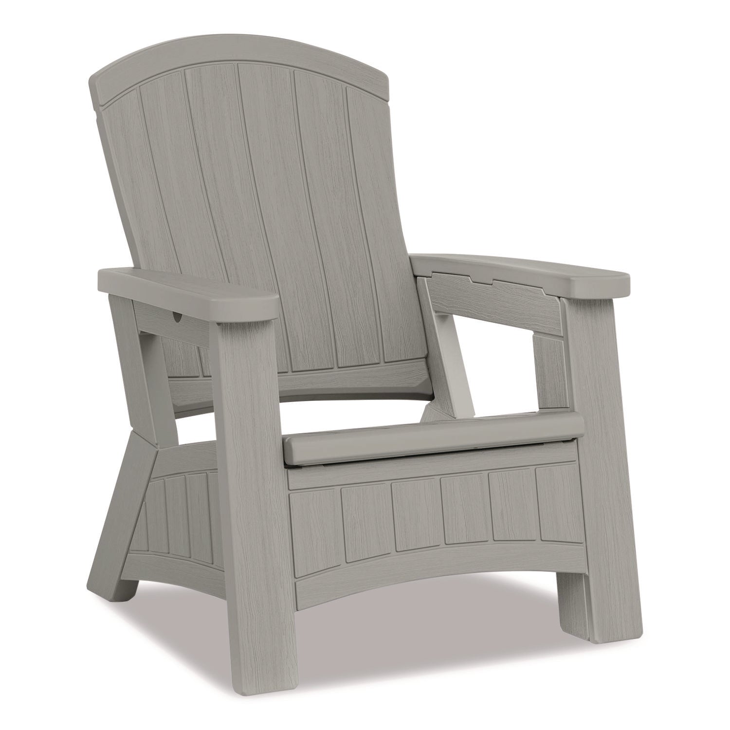 Adirondack Chair with Storage, Supports Up to 375 lb, 14.5" Seat Height, 30" x 32.5" x 38.5", Dove Gray
