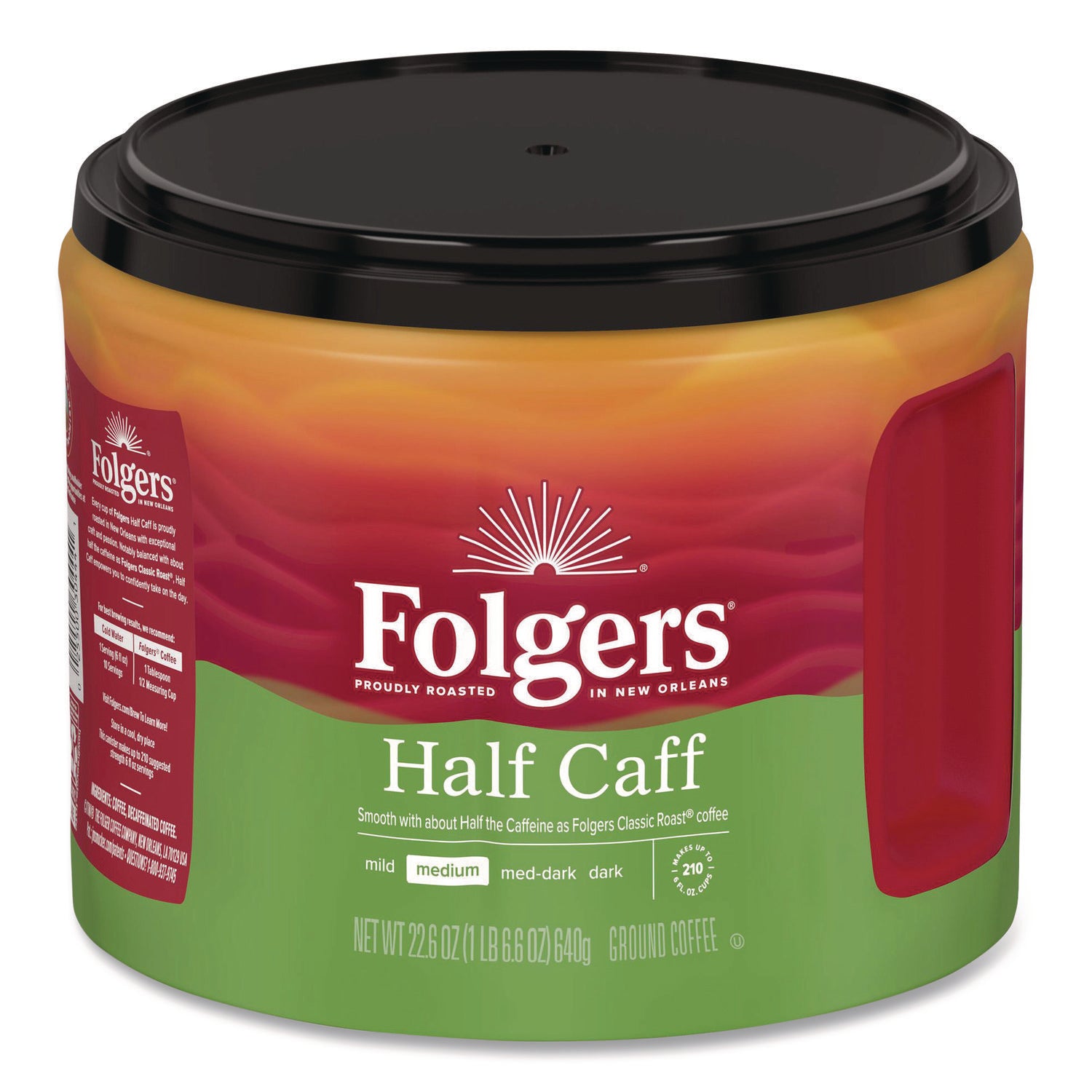 Half Caff Ground Coffee, 22.6 oz Canister
