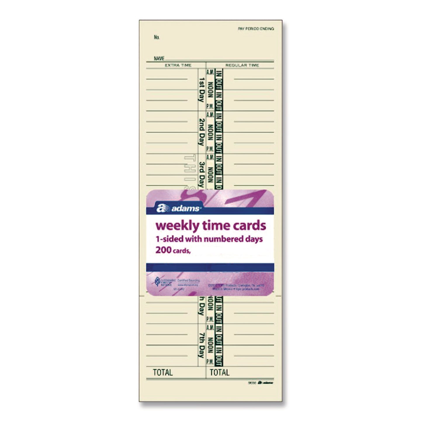 Time Cards for Acroprint, Amano and Lathem Time Clocks, One Side, 3.38 x 9, 200/Pack