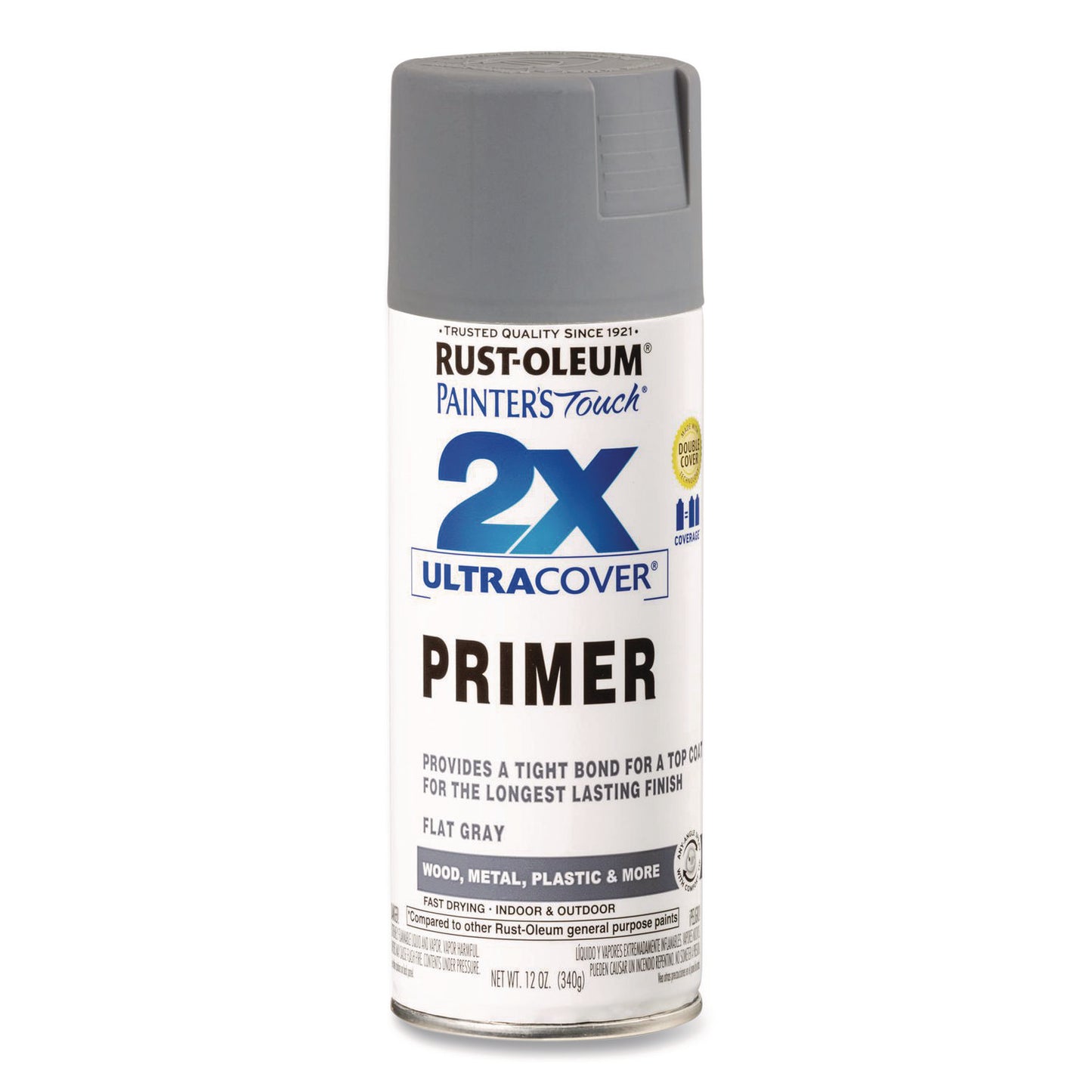 Painter's Touch 2X Ultra Cover Spray Paint, Flat Gray, 12 oz Aerosol Can