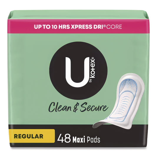 U by Kotex Security Maxi Pads, Unscented, Regular Absorbency, 48/Pack