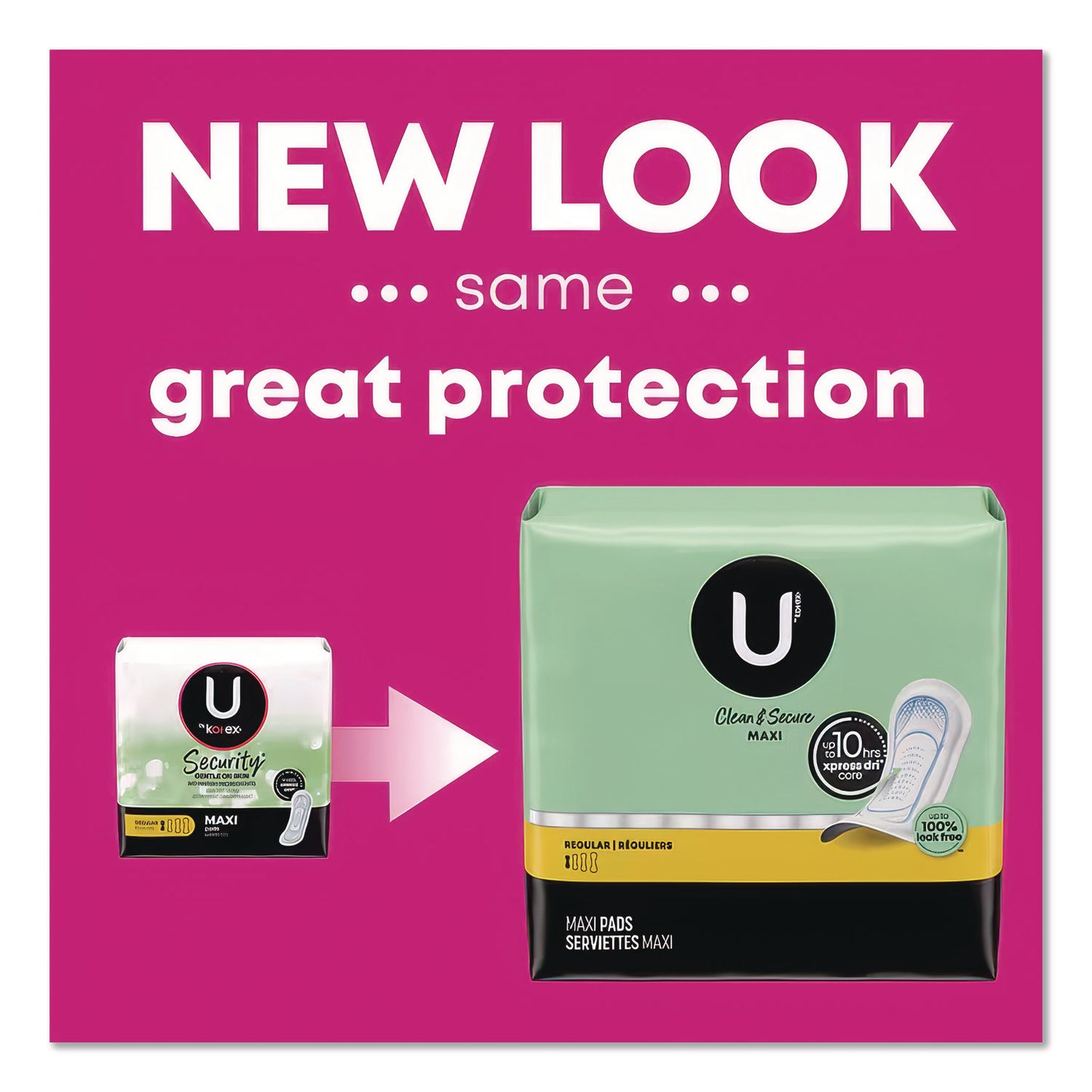 U by Kotex Security Maxi Pads, Unscented, Regular Absorbency, 48/Pack