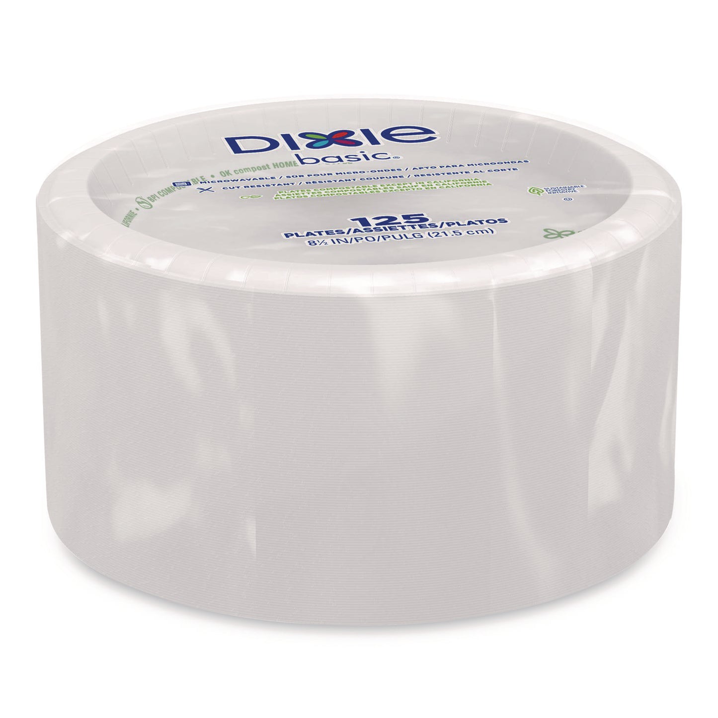 Paper Dinnerware, Plate, 8.5" dia, White, 125/Pack