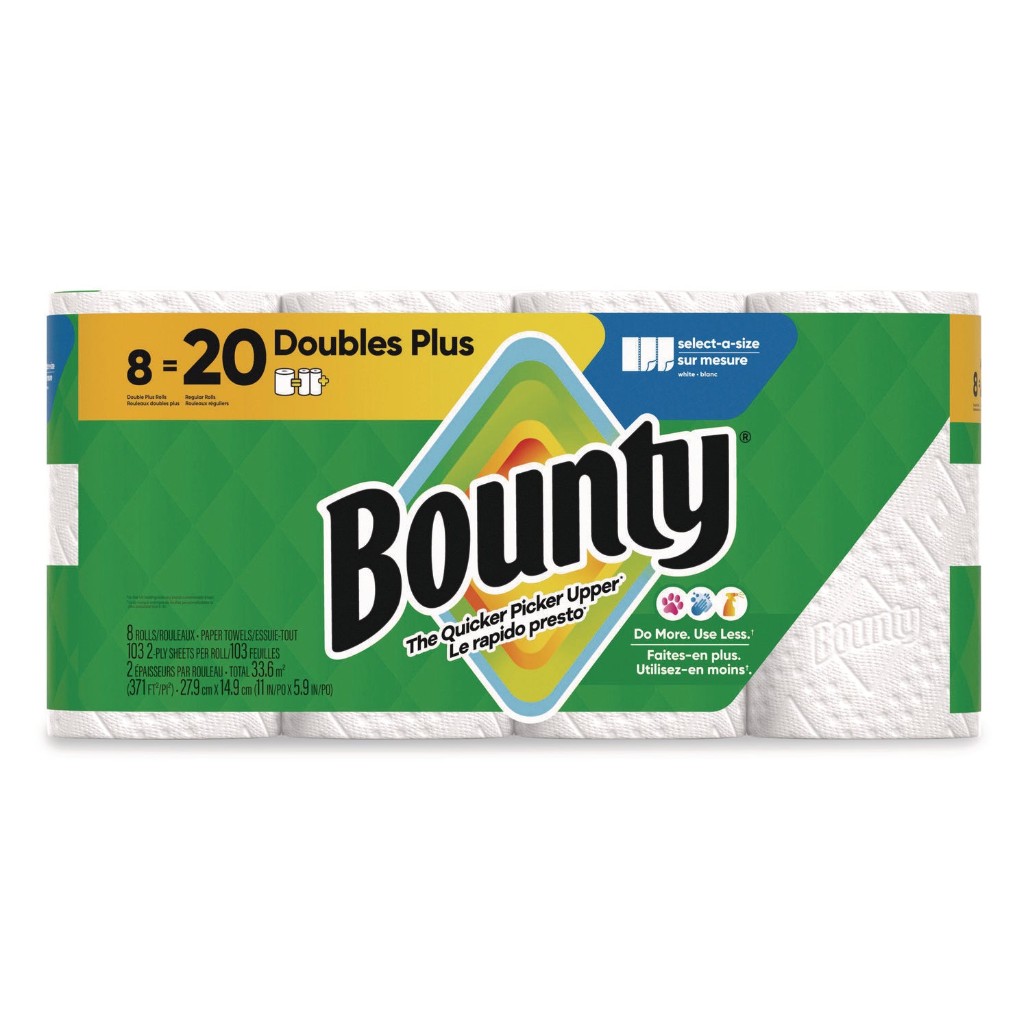 Select-a-Size Kitchen Roll Paper Towels, 2-Ply, 5.9 x 11, White, 103 Sheets/Double Plus Roll, 8 Rolls/Pack