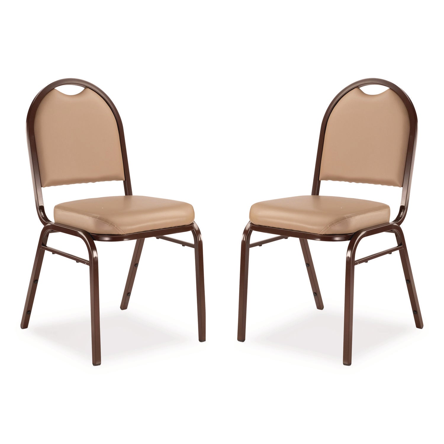 9200 Series Premium Upholstered Stack Chair, Vinyl, Supports 500 lb, 19" Seat Ht, French Beige Seat/Back, Mocha Base, 2/Pack