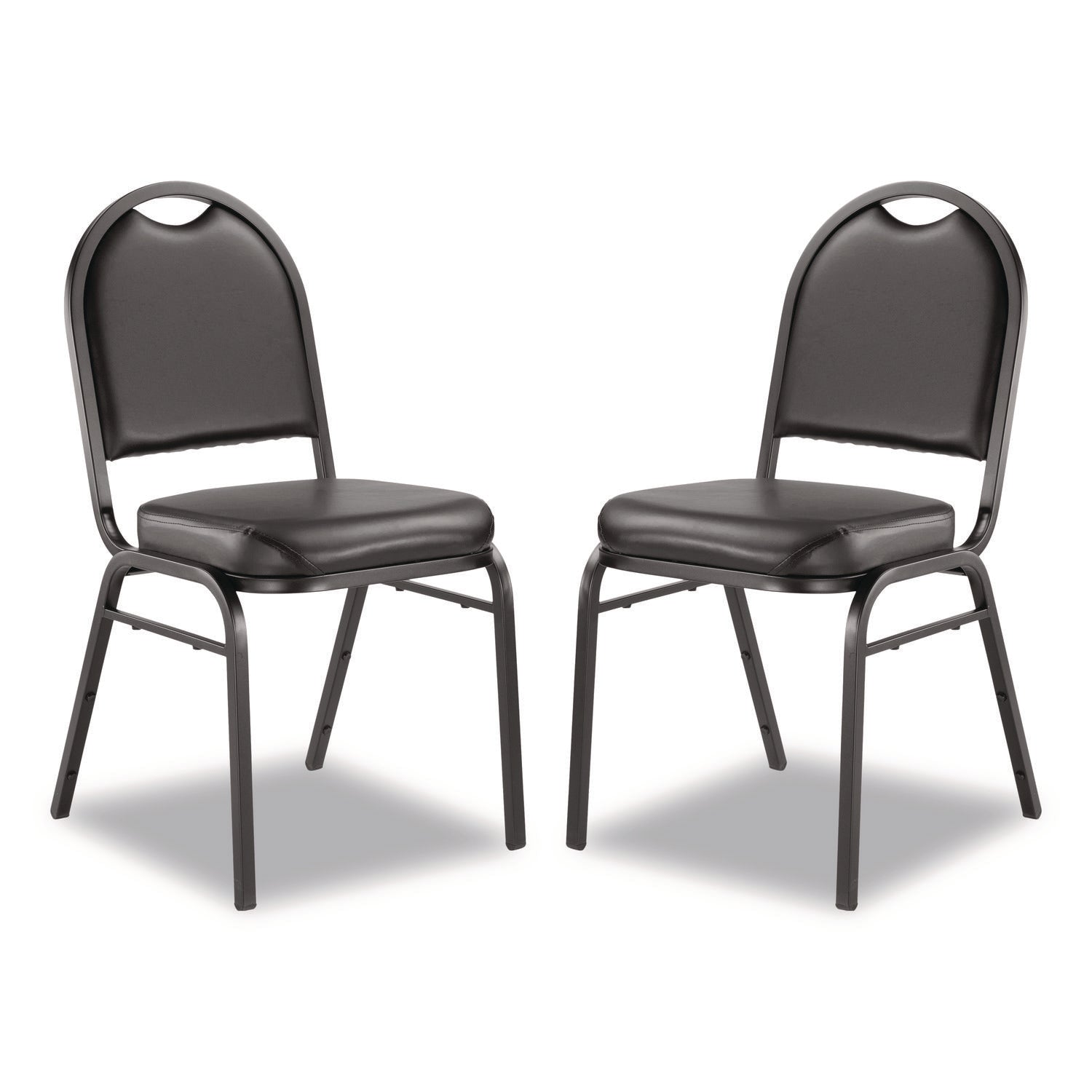 9200 Series Premium Upholstered Stack Chair, Vinyl, Supports Up to 500 lb, 19" Seat Height, Black Seat/Back, Black Base, 2/PK