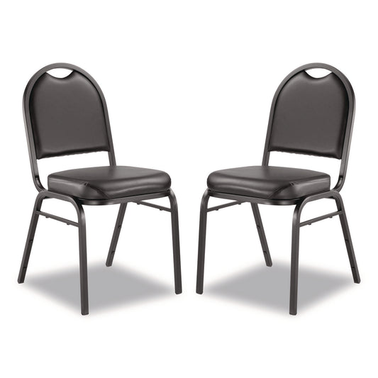 9200 Series Premium Upholstered Stack Chair, Vinyl, Supports Up to 500 lb, 19" Seat Height, Black Seat/Back, Black Base, 2/PK