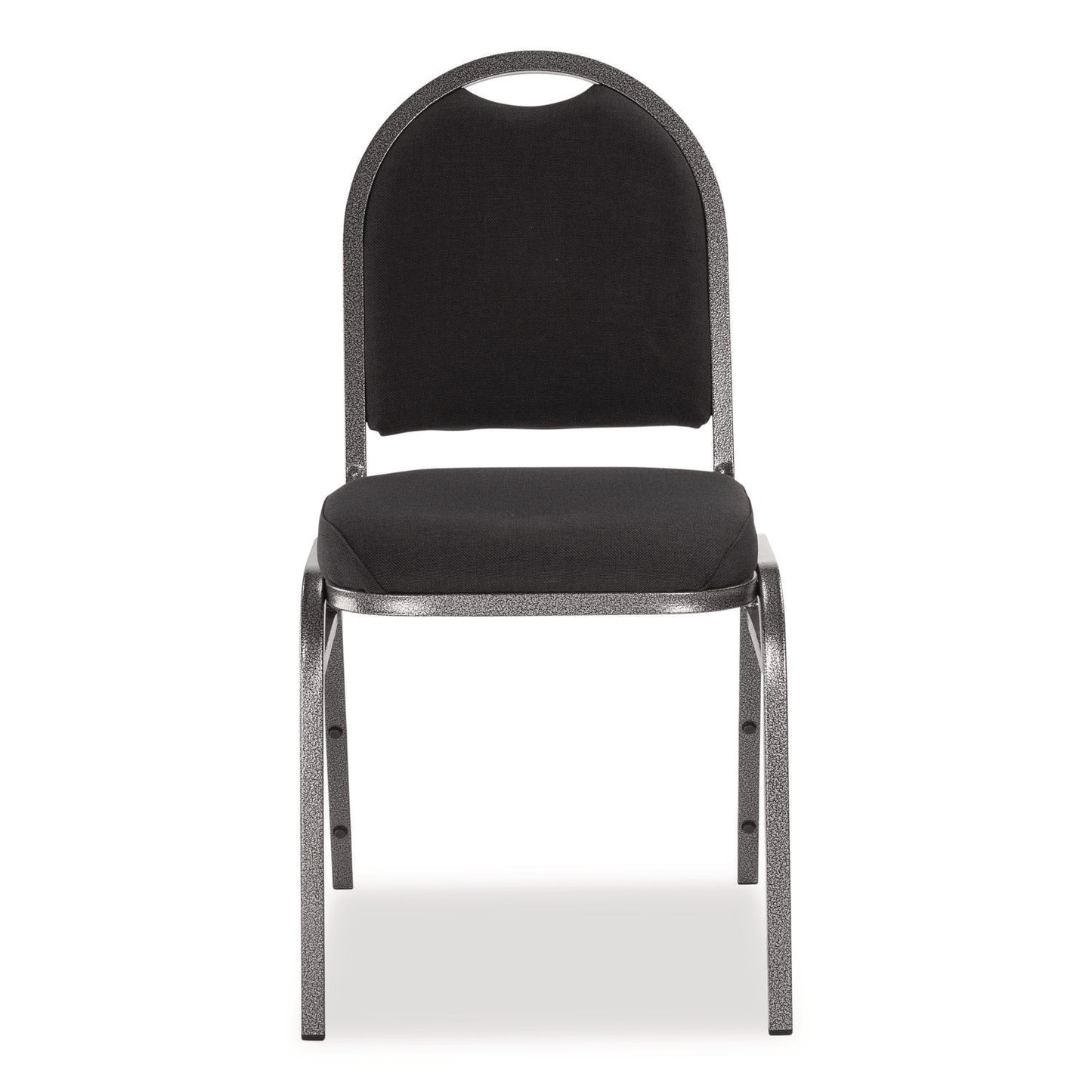 9200 Series Premium Upholstered Stack Chair, Fabric, Supports 500 lb, 19" Seat Ht, Ebony Black Seat/Back, Silver Base, 2/PK