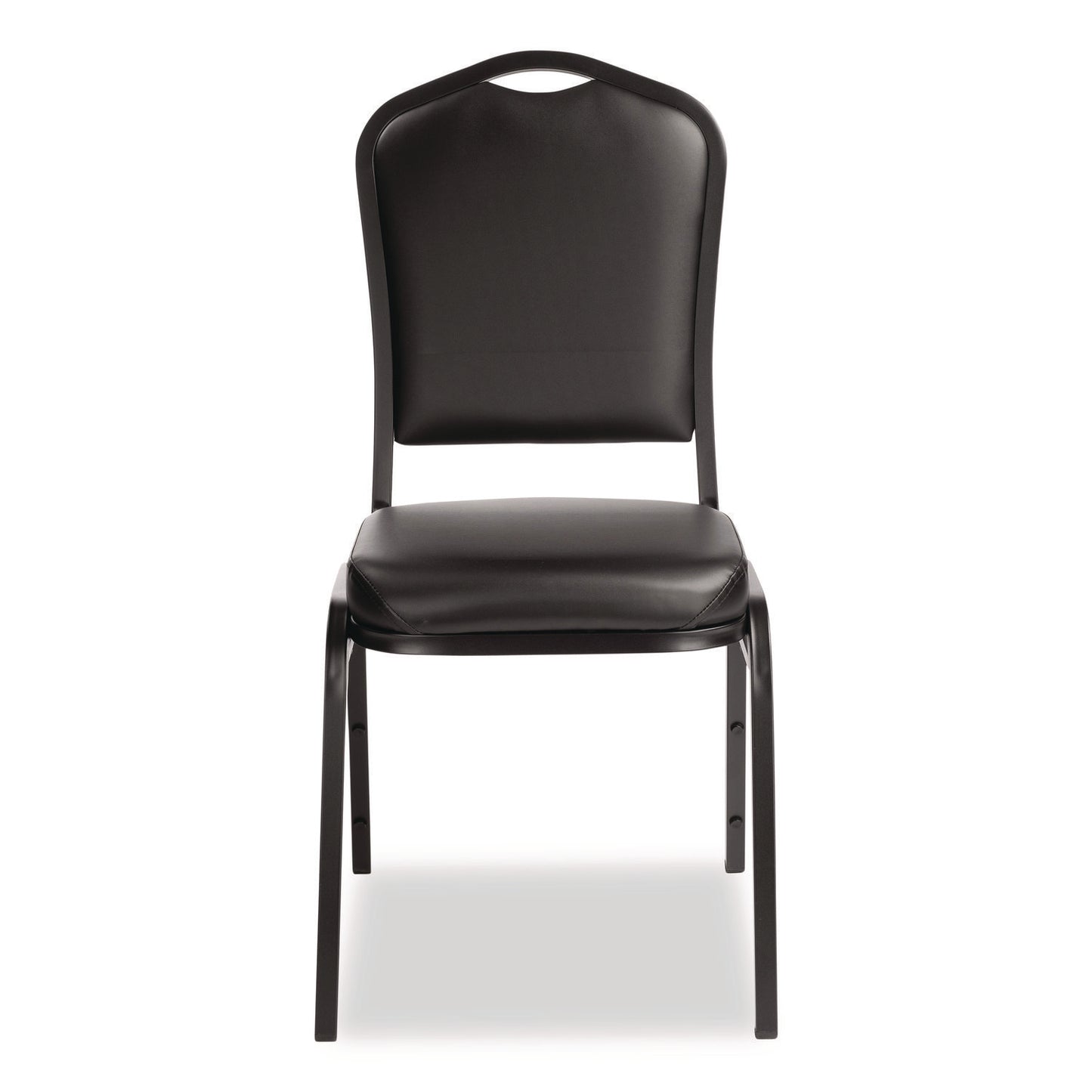 9300 Series Deluxe Upholstered Stack Chair, Vinyl, Supports Up to 500 lb, 19" Seat Height, Black Seat/Back/Base, 2/Pack
