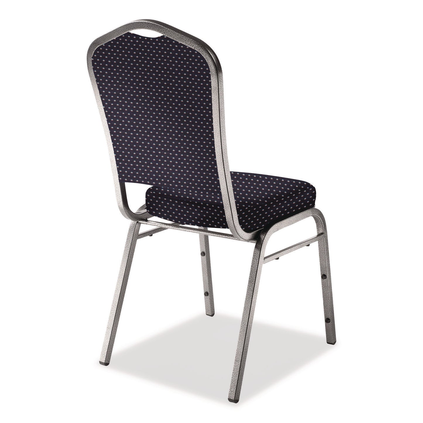 9300 Series Deluxe Upholstered Stack Chair, Fabric, Supports 500 lb, 19" Seat Ht, Diamond Navy Seat/Back, Silver Base, 2/Pack