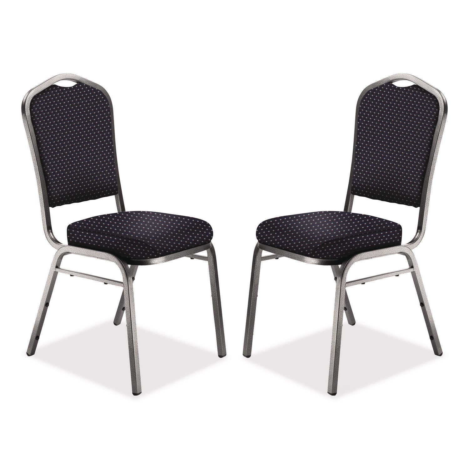 9300 Series Deluxe Upholstered Stack Chair, Fabric, Supports 500 lb, 19" Seat Ht, Diamond Navy Seat/Back, Silver Base, 2/Pack