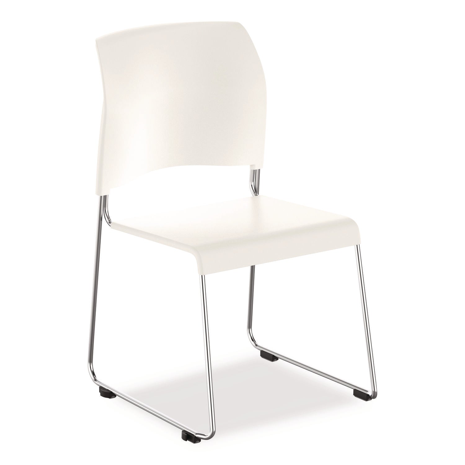 8800 Series Cafetorium Plastic Stack Chair, Supports Up to 500 lb, 18" Seat Height, White Seat/Back, Chrome Base, 4/Carton