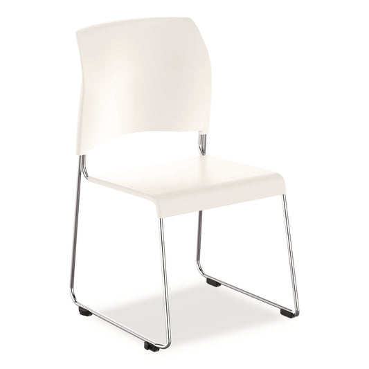8800 Series Cafetorium Plastic Stack Chair, Supports Up to 500 lb, 18" Seat Height, White Seat/Back, Chrome Base, 4/Carton