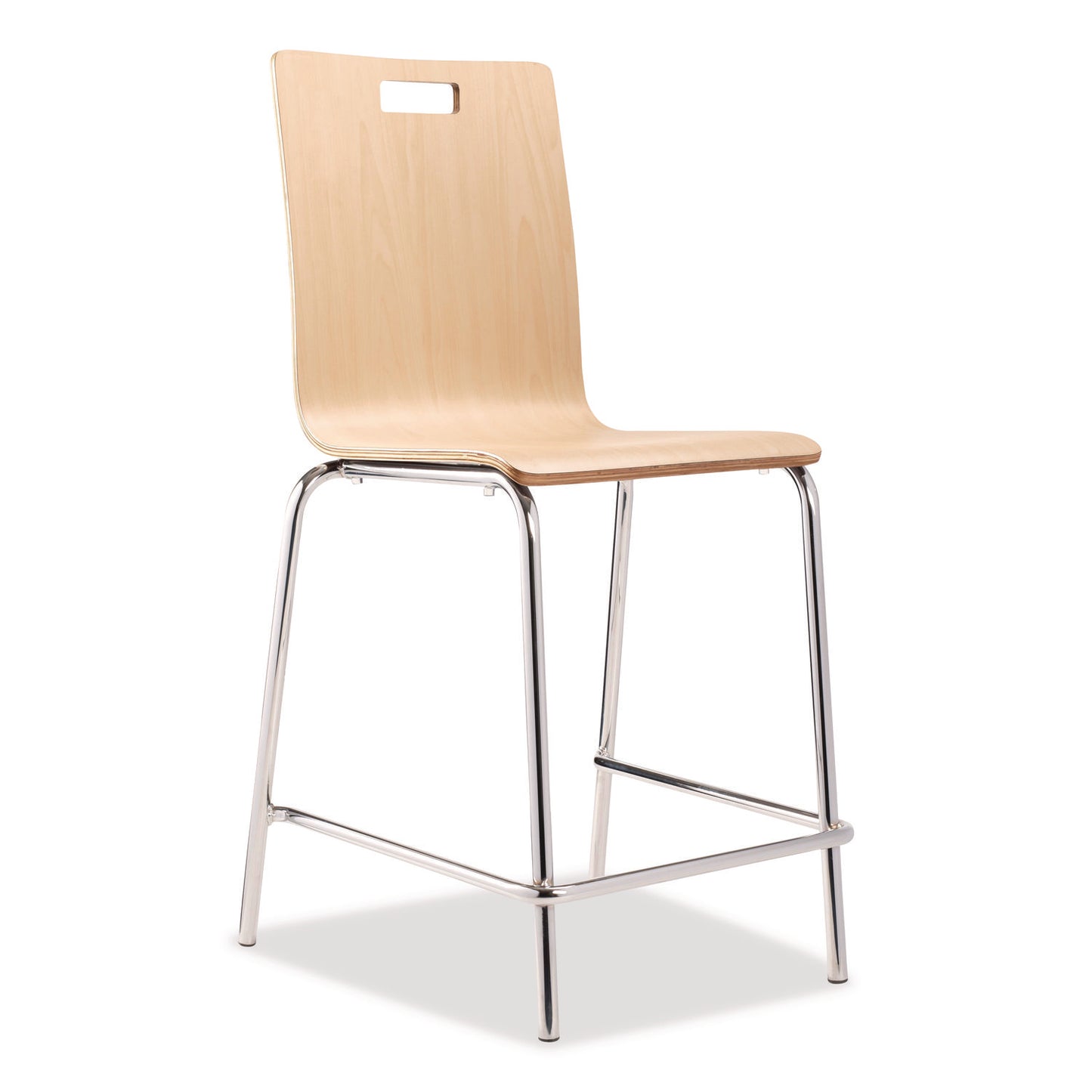 Bushwick Series Bentwood Stool, Counter Height, Supports Up to 500 lb, 24" Seat Height, Natural Seat/Back, Chrome Base, 4/CT