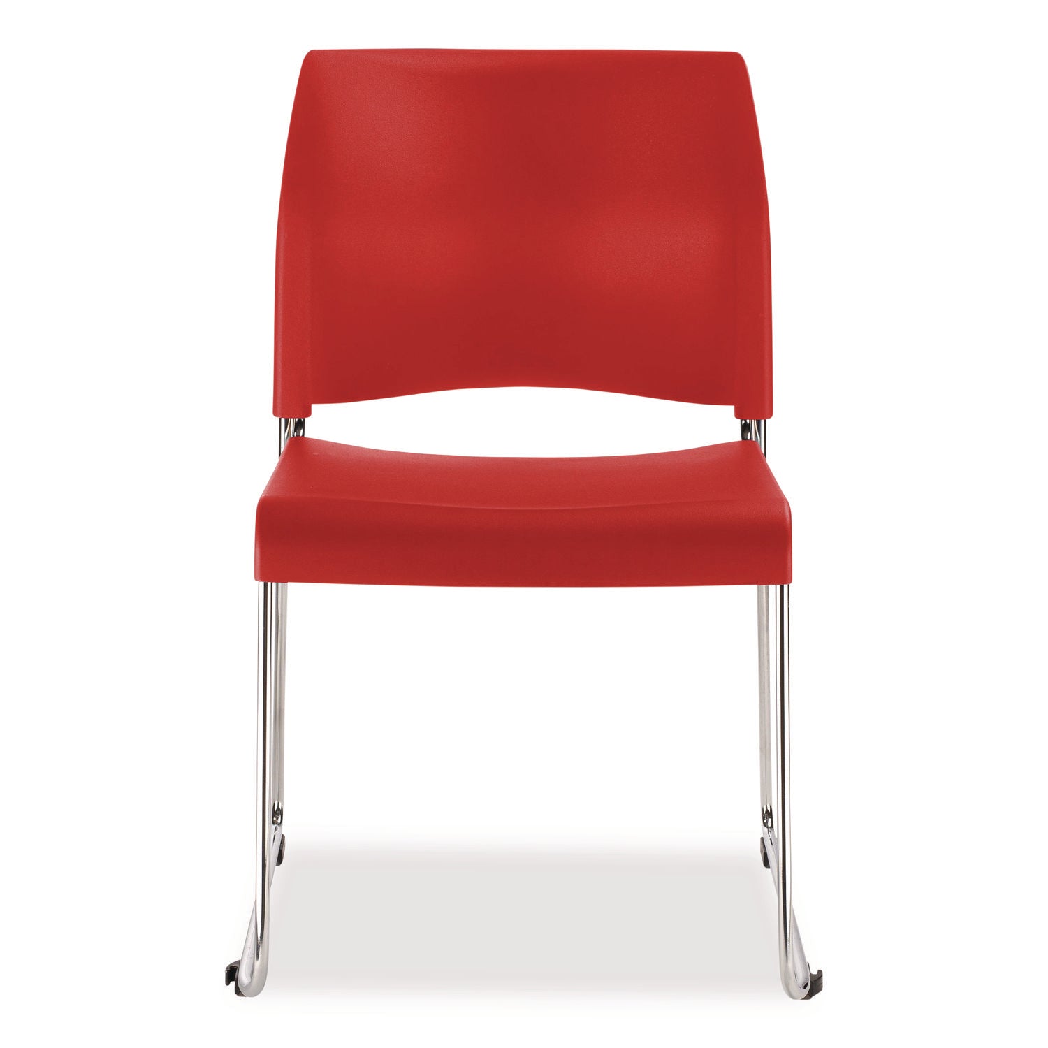 8800 Series Cafetorium Plastic Stack Chair, Supports Up to 500 lb, 18" Seat Height, Red Seat, Red Back, Chrome Base, 4/Carton