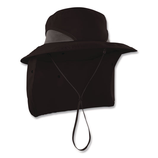 Chill-Its 8934 Ranger Hat with Neck Shade, Microfiber/Polyester, Large/X-Large, Black