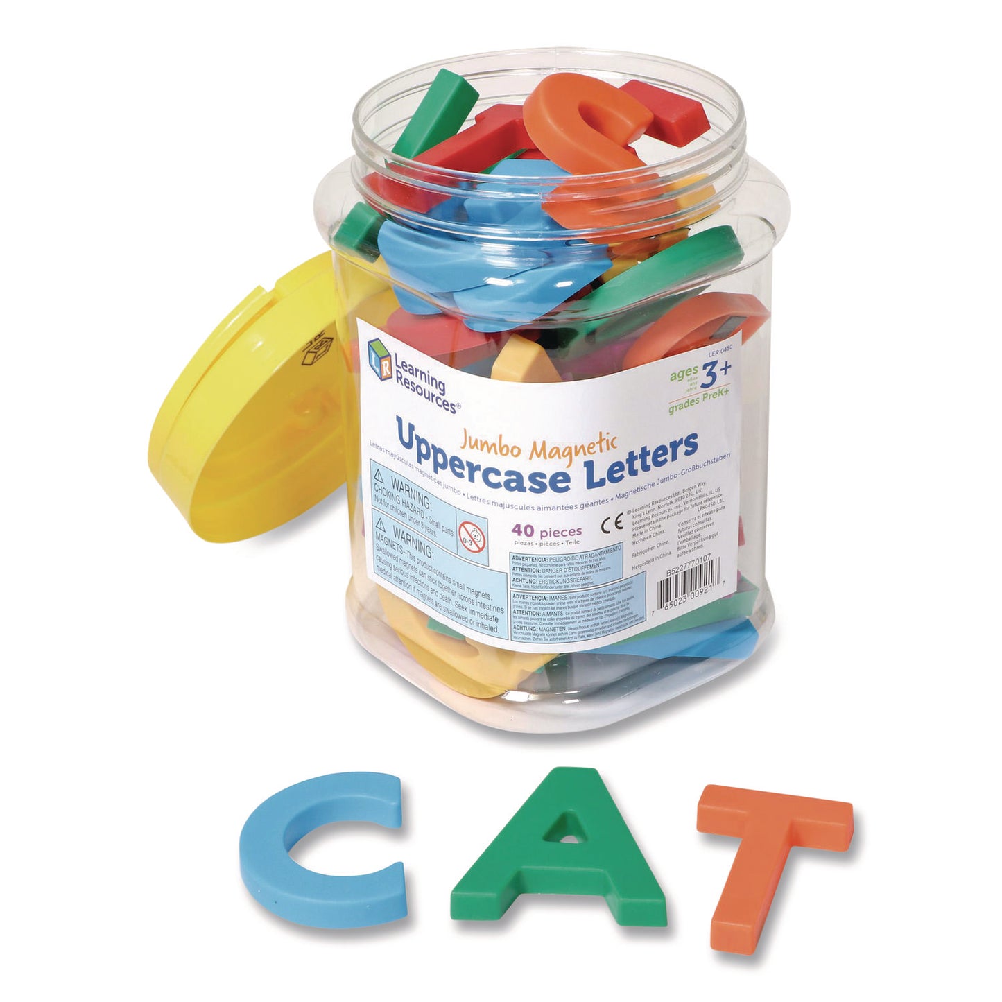 Jumbo Uppercase Magnetic Letters, 2.5" Tall, Assorted Colors, 40 Pieces