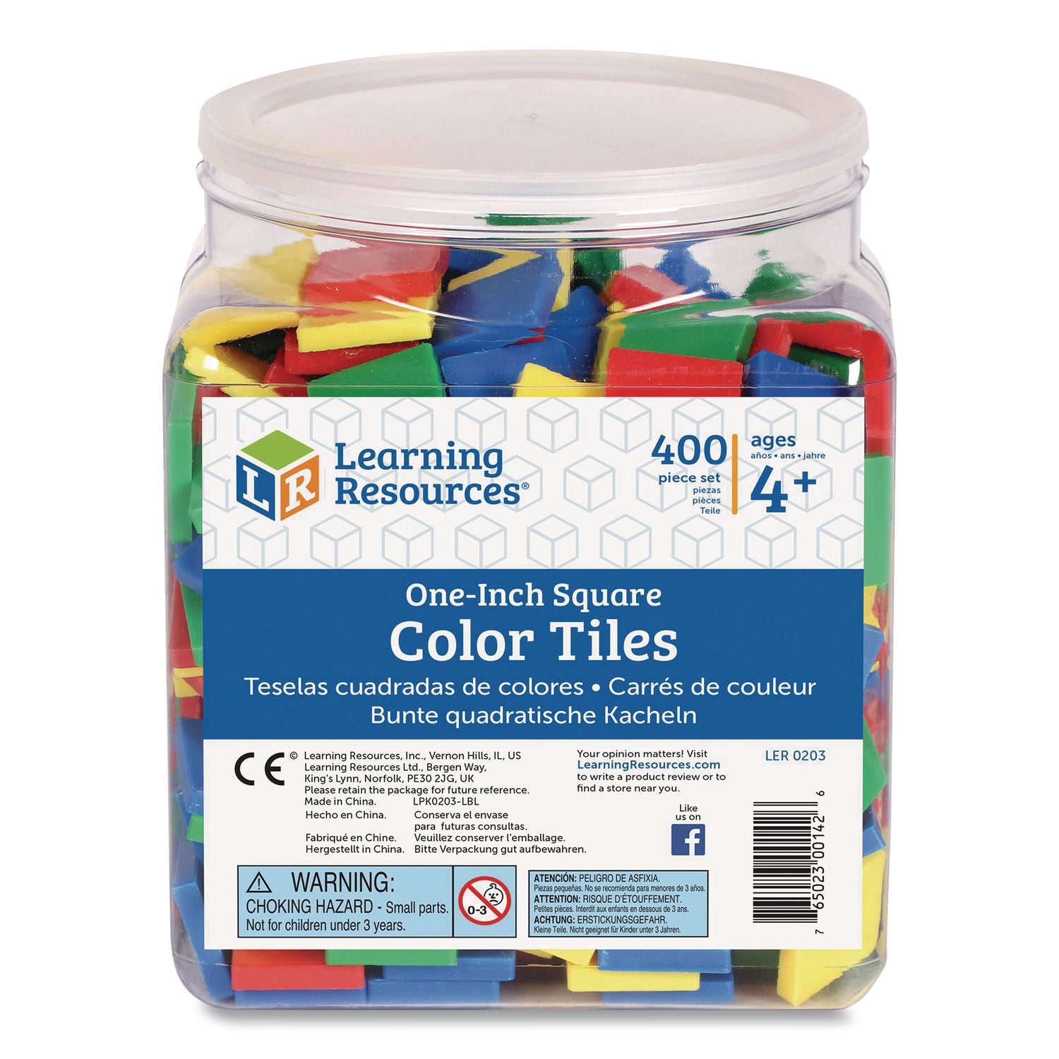Square Color Tiles, Pre-K to K, 400 Pieces