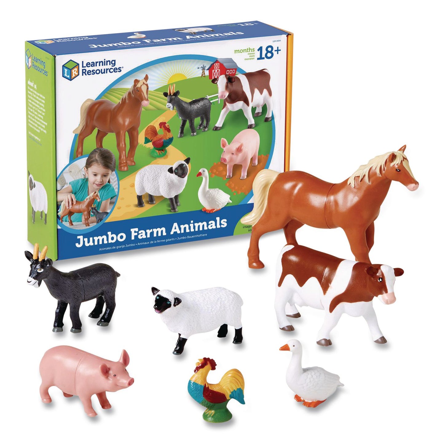 Jumbo Farm Animals, Grades Pre-K to 3, 7 Pieces