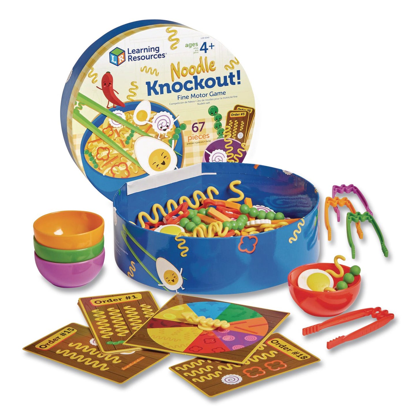 Noodle Knockout Fine Motor Game, 1 to 4 Players, Ages 4 and Up, 67 Pieces