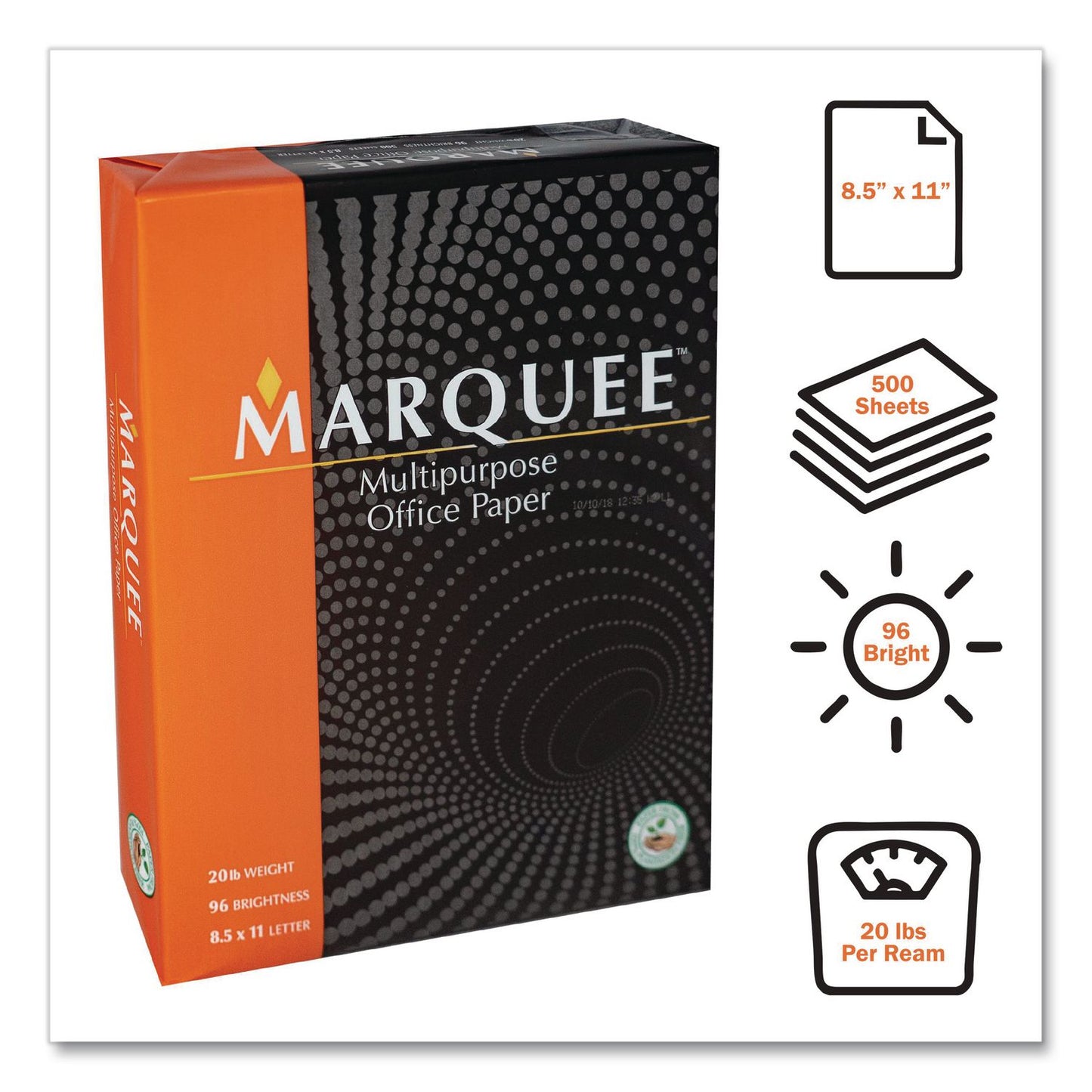 Office Paper, 96 Bright, 20 lb Bond, 8.5 x 11, White, 500 Sheets/Ream, 10 Reams/Carton, 40 Cartons/Pallet, 21 Pallets/Truck