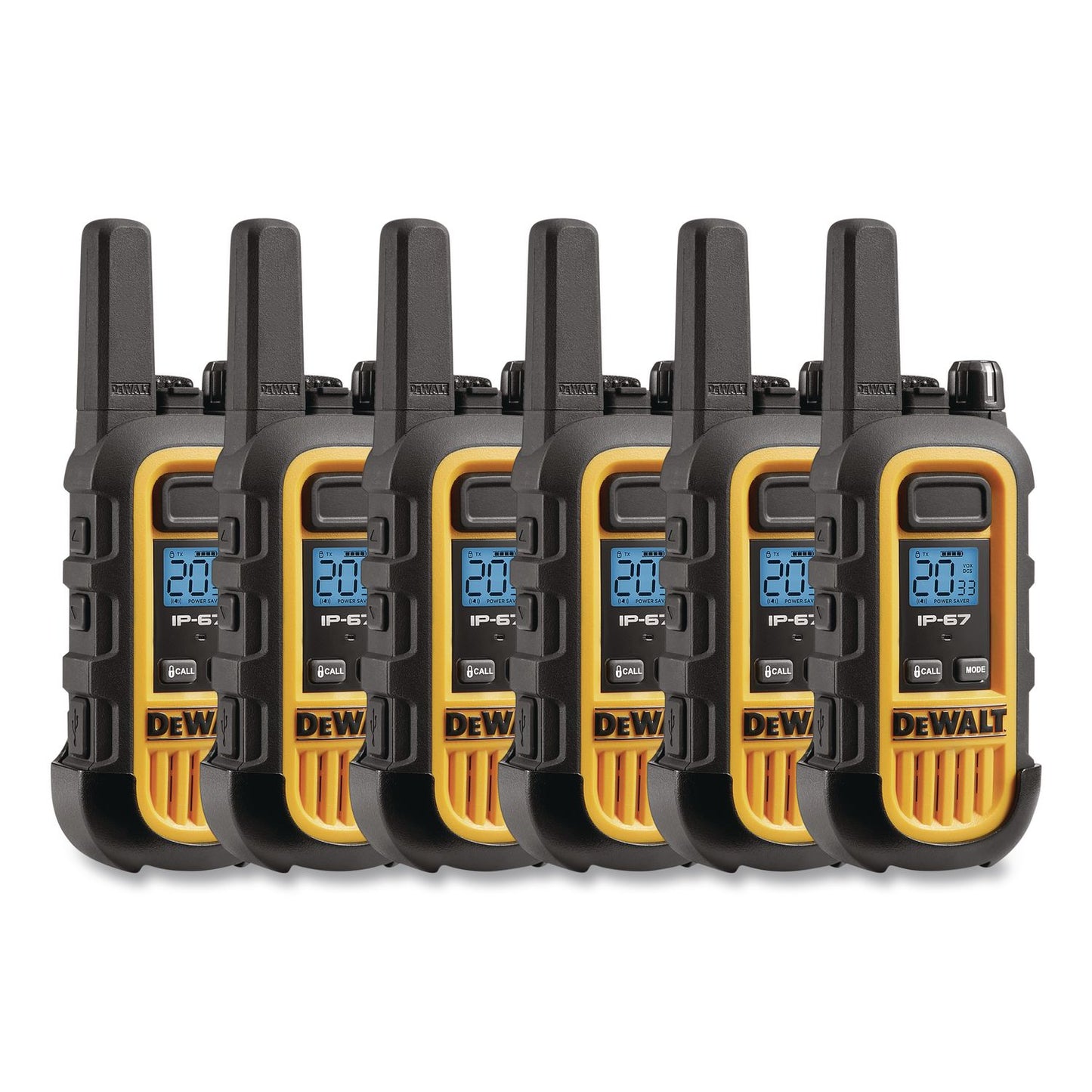 DXFRS300BCH Heavy-Duty Walkie Talkies, 6 Radios, 1 W, 22 Channels