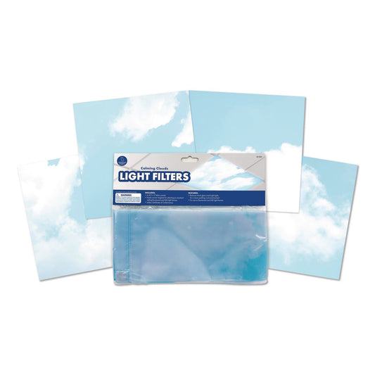 Light Filters, Rectangular, Calming Clouds, 4 ft x 2 ft, Blue/White, 4 Filters