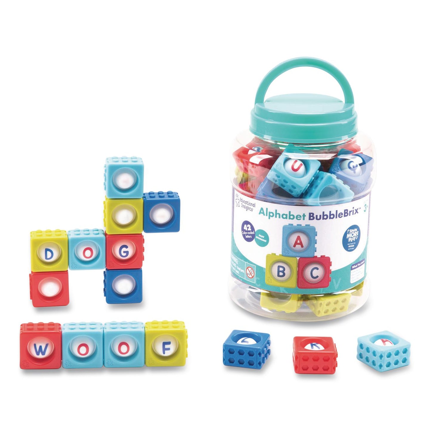 Alphabet BubbleBrix. Ages 3 to 7, Plastic, Assorted Colors, 42 Pieces