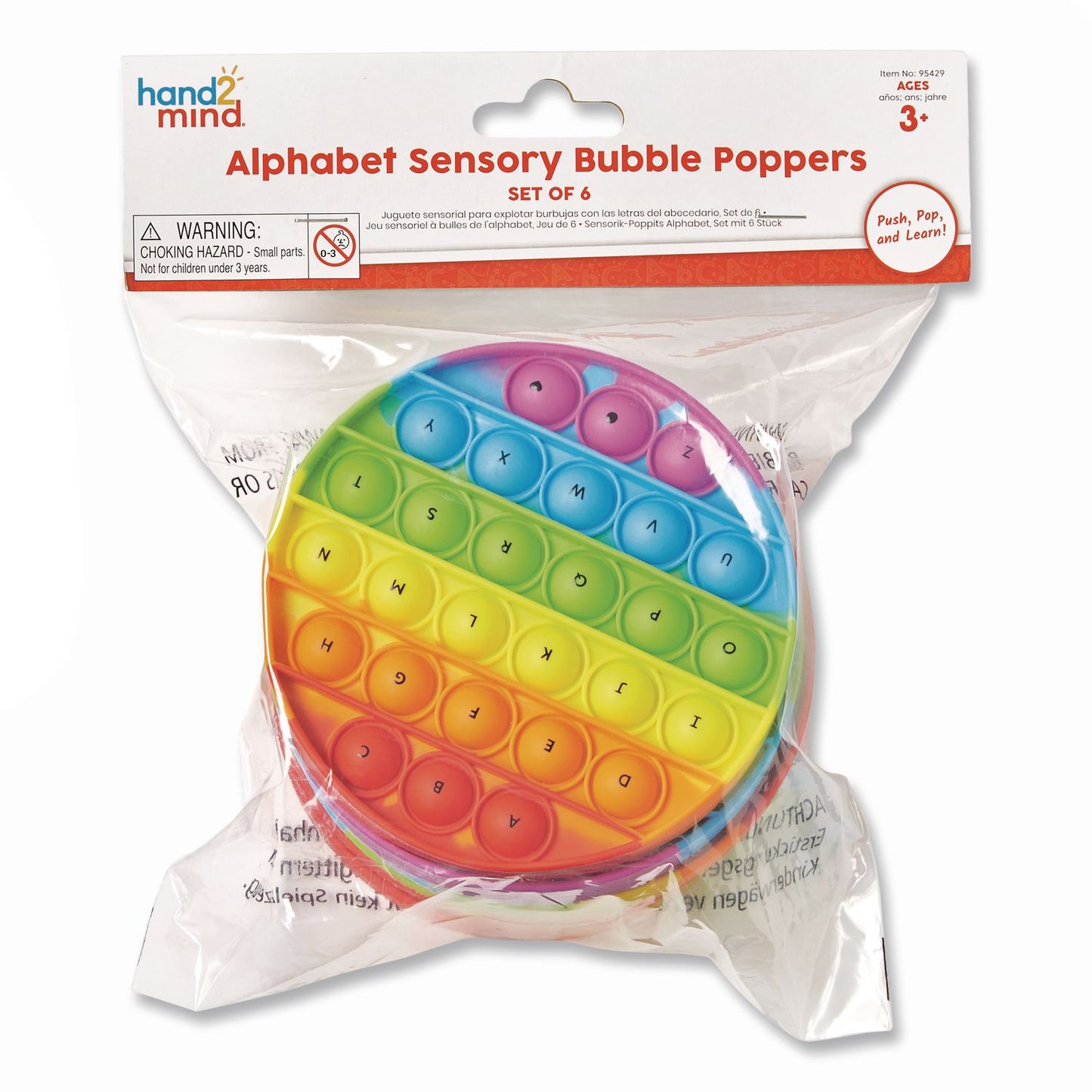 Alphabet Sensory Bubble Poppers, Pre-K to K, 6 Pieces
