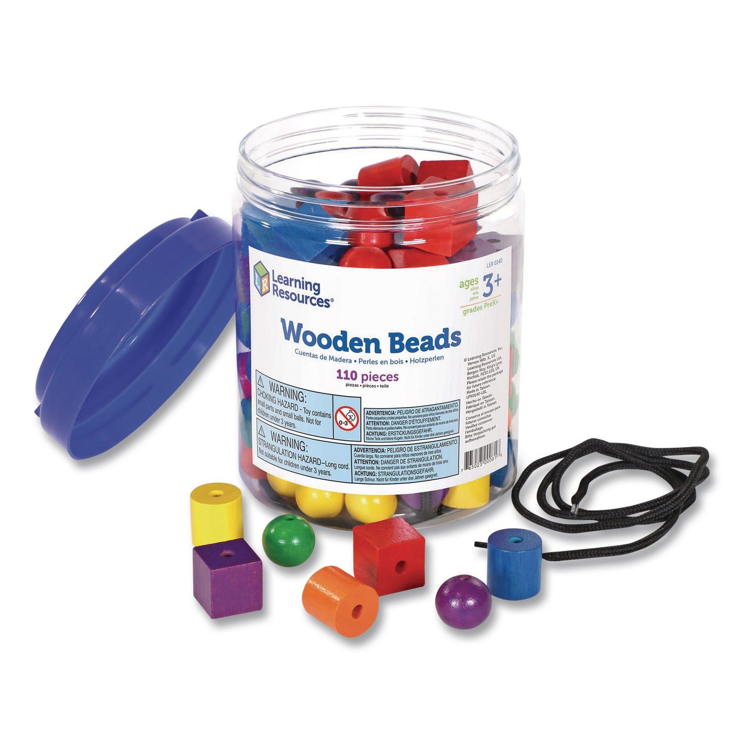 Beads in a Bucket, Wood, Small, Assorted Colors, 1.4 lb Bucket