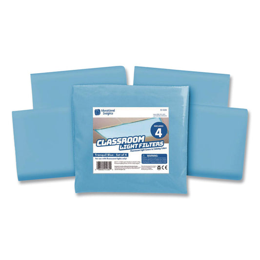 Fluorescent Light Filter Covers, Rectangular, 2 ft x 4 ft, Tranquil Blue, 4 Covers