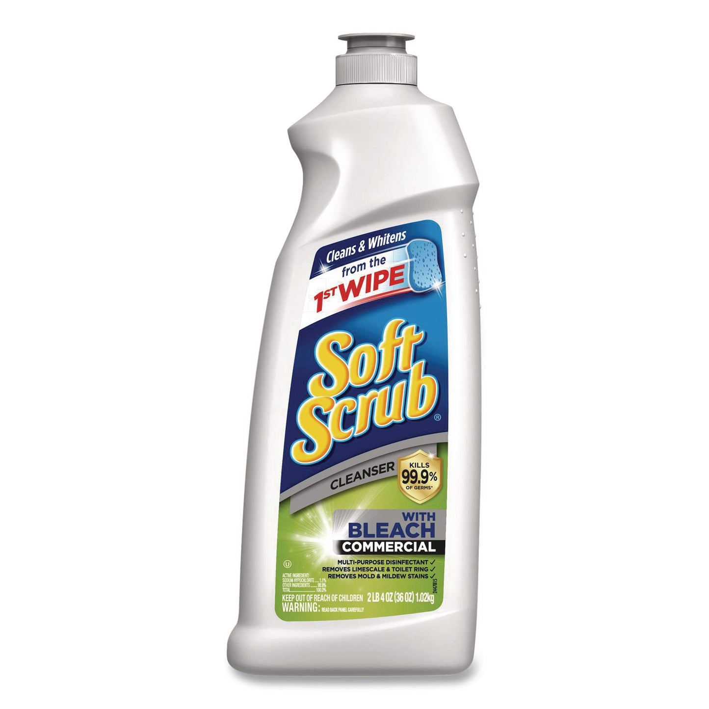 Antibacterial Surface Cleanser with Bleach, Commercial, 36 oz Bottle