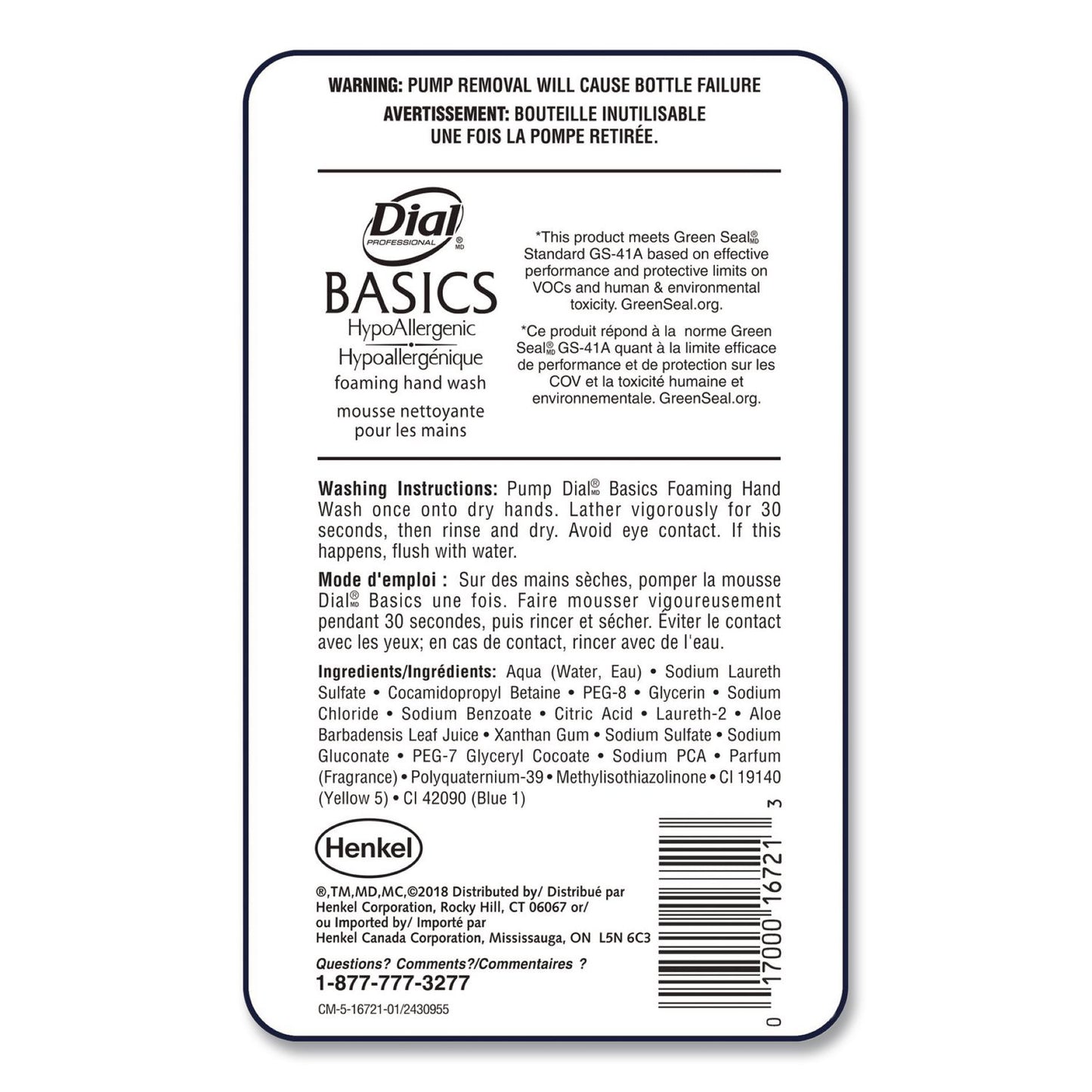 Basics Hypoallergenic Foaming Hand Wash Refill for FIT Touch Free Dispenser, Honeysuckle Scent, 1 L