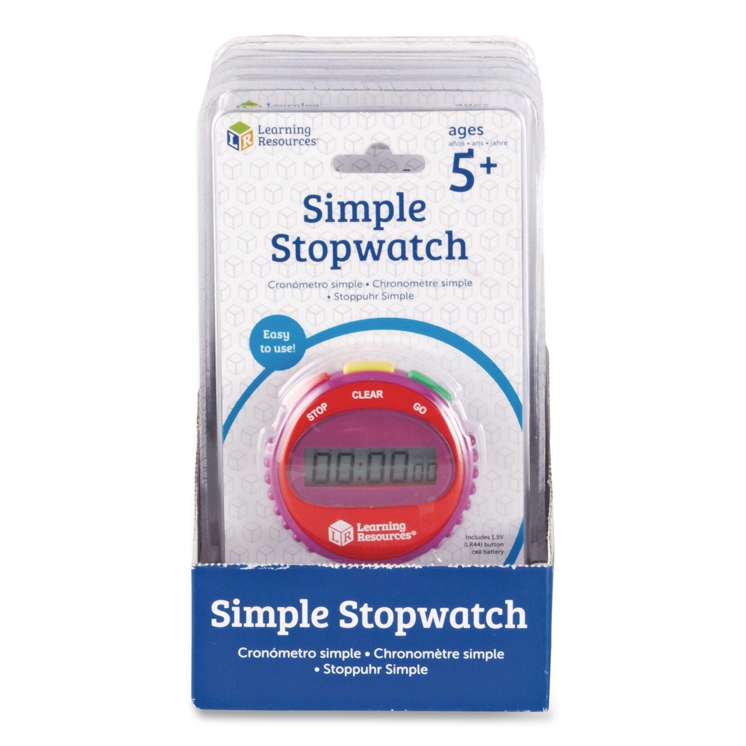 Simple Stopwatch, Accurate to 1/100 seconds, Randomly Assorted Colors, Black Lanyard, Set of 6