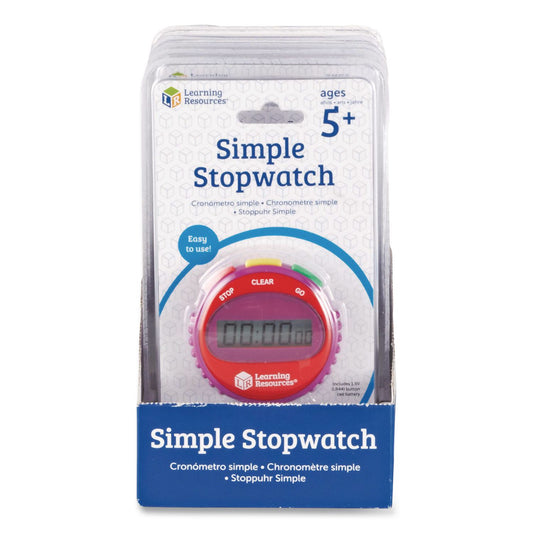 Simple Stopwatch, Accurate to 1/100 seconds, Randomly Assorted Colors, Black Lanyard, Set of 6