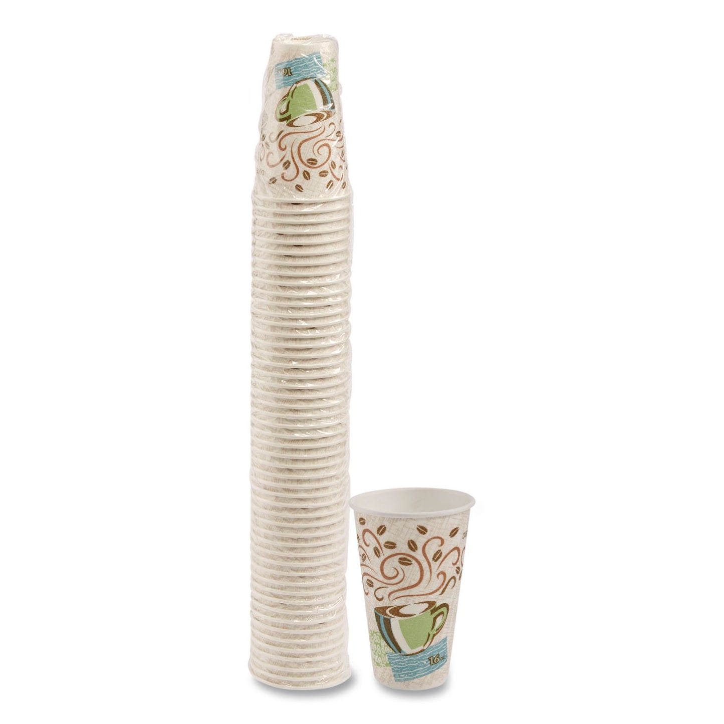 Perfectouch Paper Hot Cups, 16 Oz, Coffee Haze Design, 50/pack