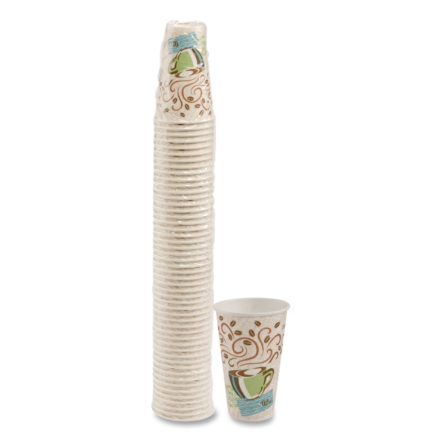 Perfectouch Paper Hot Cups, 16 Oz, Coffee Haze Design, 50/pack
