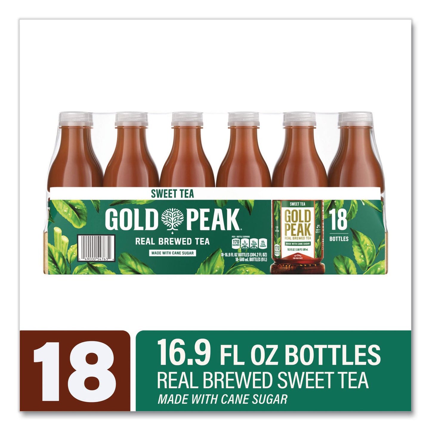Sweet Black Tea Bottles, 16.9 oz Bottle, 18/Carton
