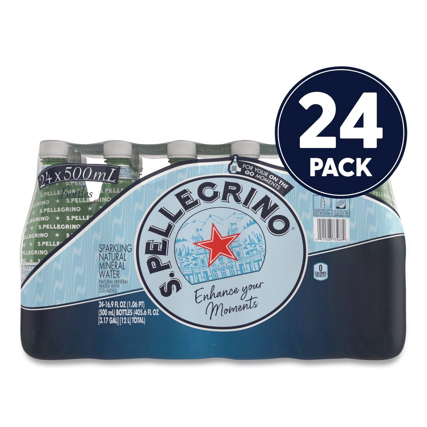 Sparkling Water Bottles, Unflavored, 16.9 oz Bottle, 24/Carton
