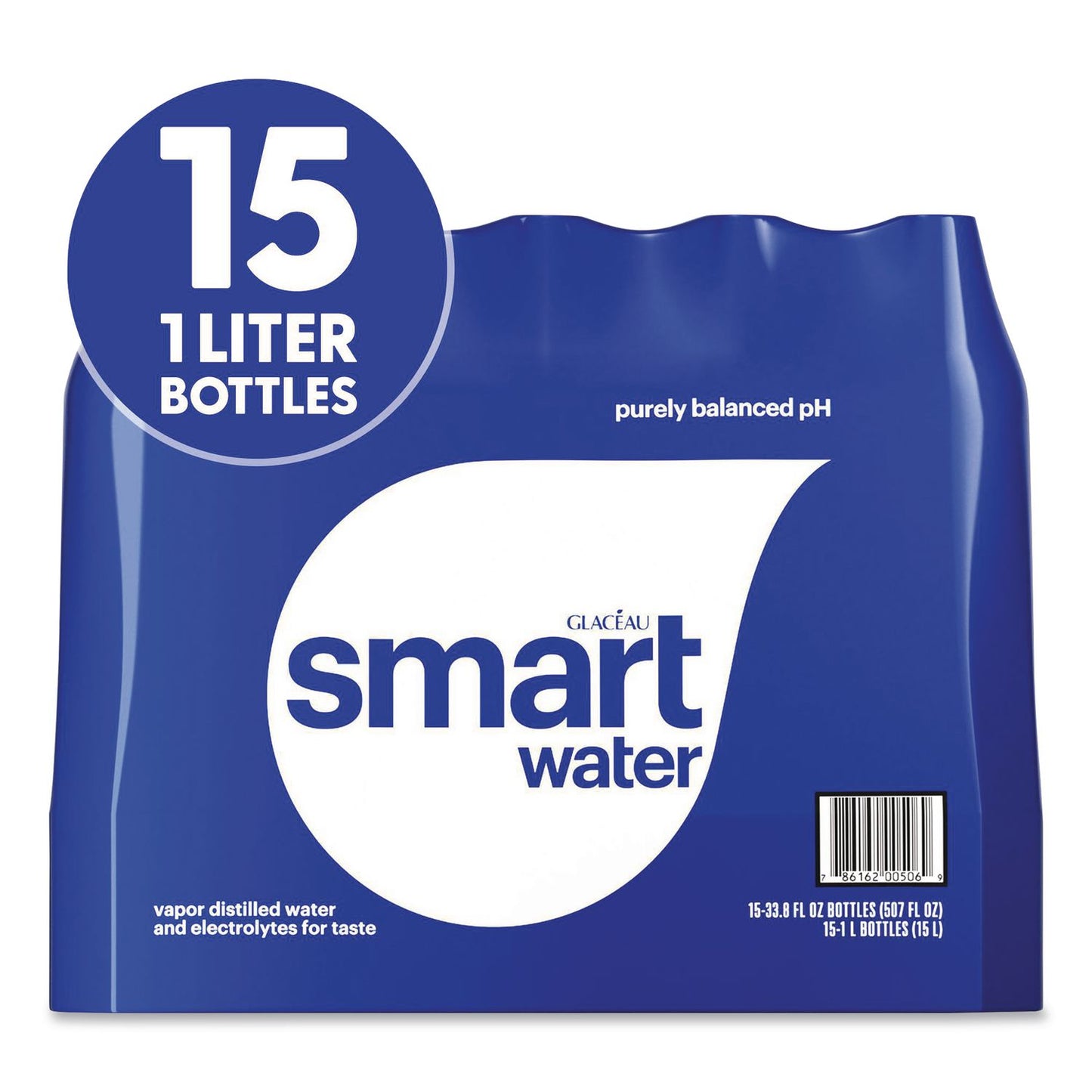 Vapor-Distilled Water, Unflavored, 33.8 oz Bottle, 15/Carton