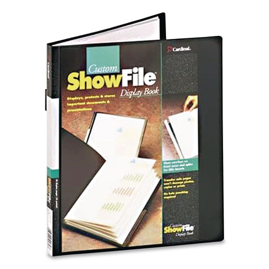 ShowFile Display Book with Custom Cover Pocket, 24 Letter-Size Sleeves, Black