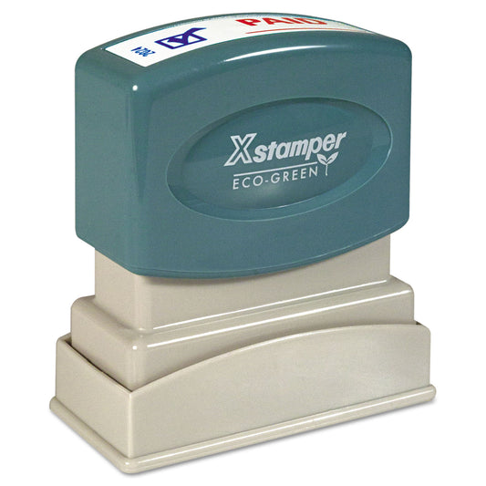 Two-Color Title Stamp, Paid, Blue/red