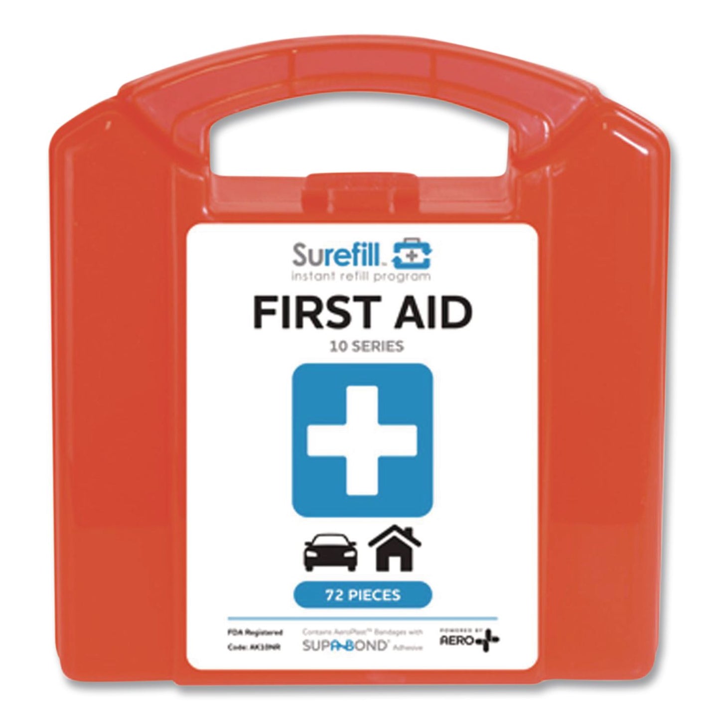 10 Series First Aid Kit, 72 Pieces, Retail Plastic Case
