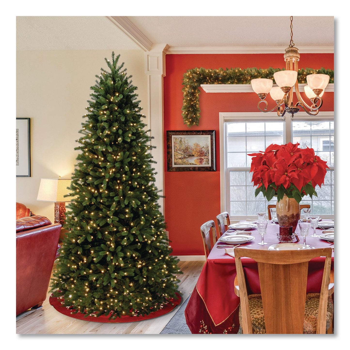 Pre-Lit Jersey Fraser Fir Slim Tree, 51" x 51" x 90", Green Tree, Green Tree Stand
