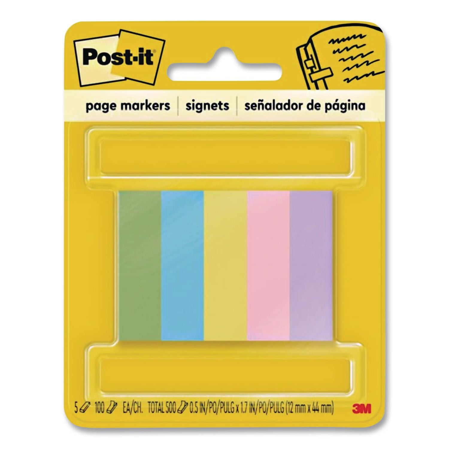 Page Flag Markers, Assorted Colors,100 Flags/pad, 5 Pads/pack