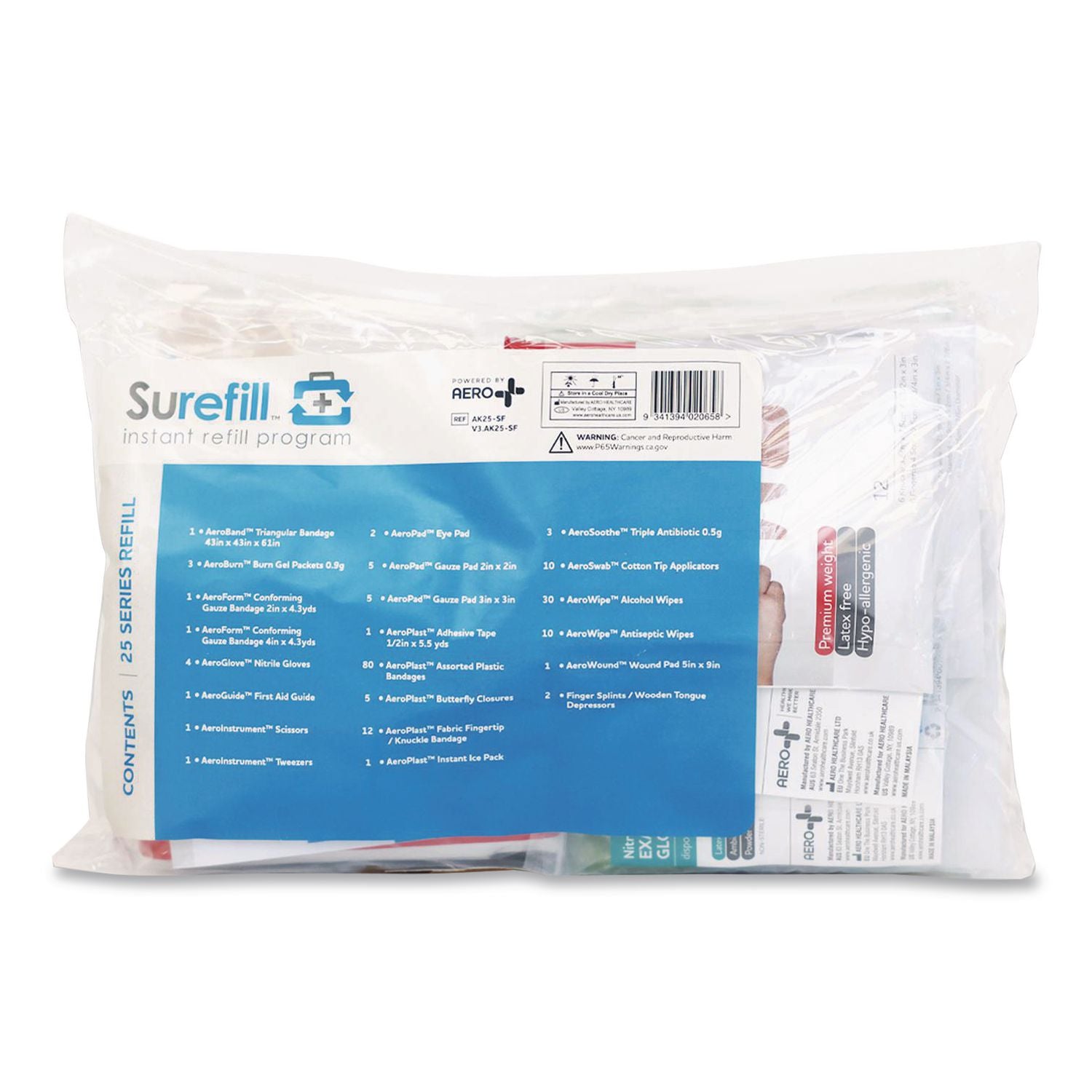 25 Series All Purpose First Aid Kit Refill, 180 Pieces