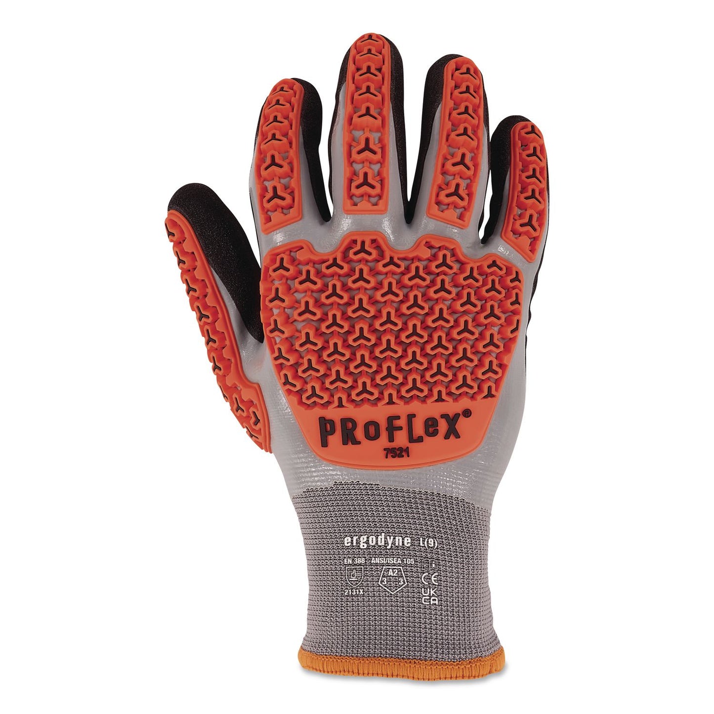 ProFlex 7521 Thermal Coated Impact-Resistant Gloves: EN 388: 2131X, 10.5" Long, Medium (8), Gray, Pair